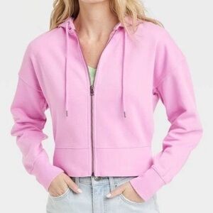 Universal Thread Women's Heather Grey Cropped Full Zip Hoodie Sweatshirt Sz X-S